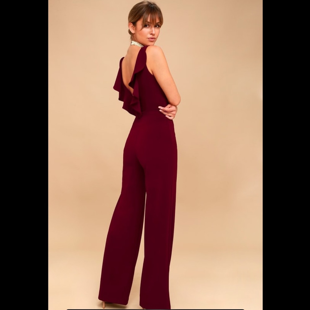 Enamored Burgundy Backless Jumpsuit
